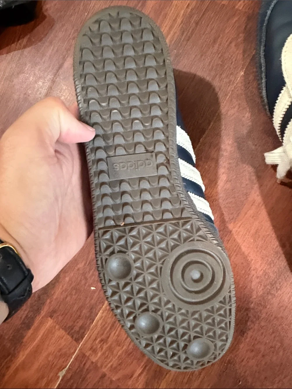 adidas Navy and Cream Samba Leather Sneakers